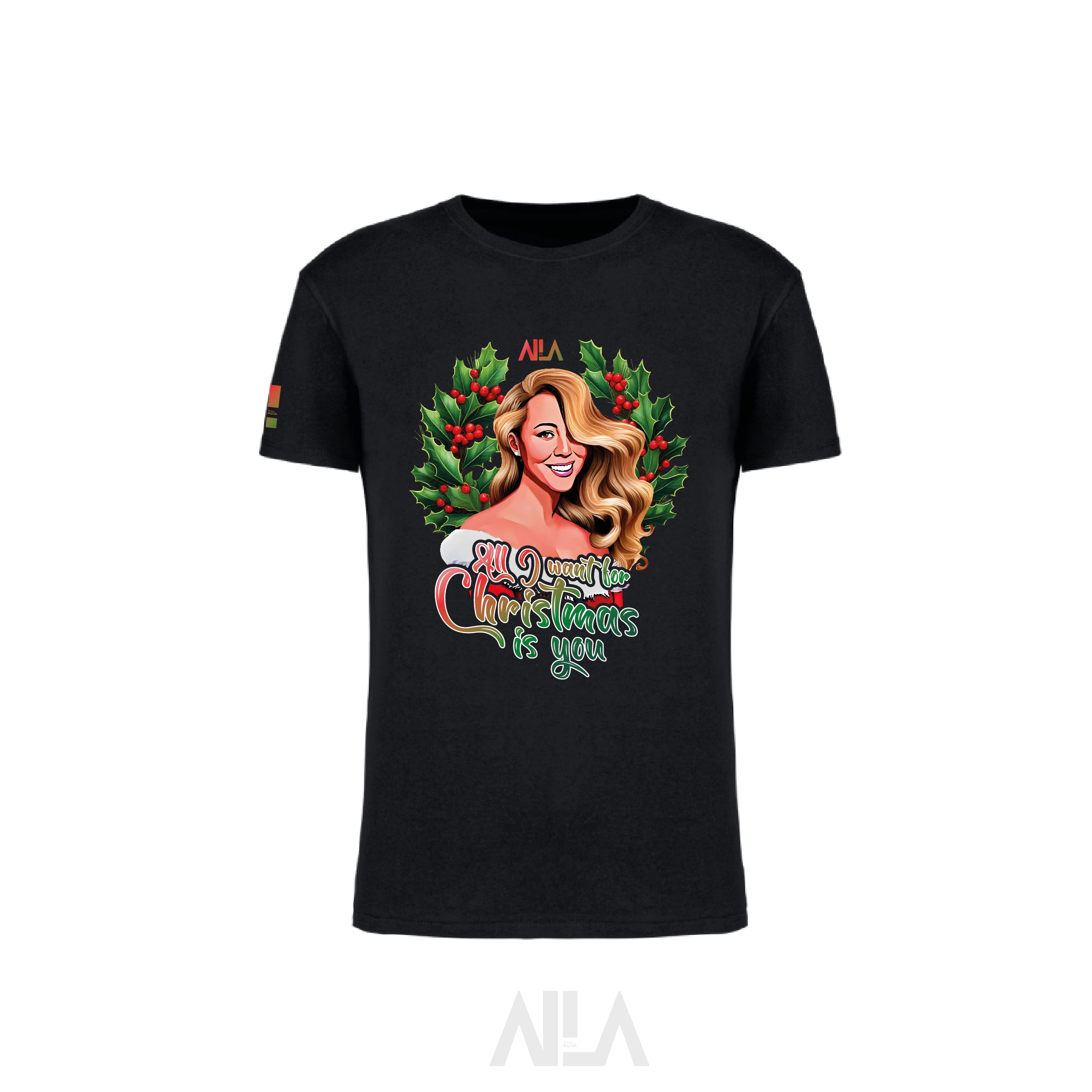 T-Shirt « Mariah Carey- Christmas » Noir Collection Old School